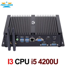 Partaker Fanless Mini PC i5 4200U Industrial Mini Computer 24 Hours Working 2 COM HDMI VGA Dual Display 300M Wifi 4K HD HTPC