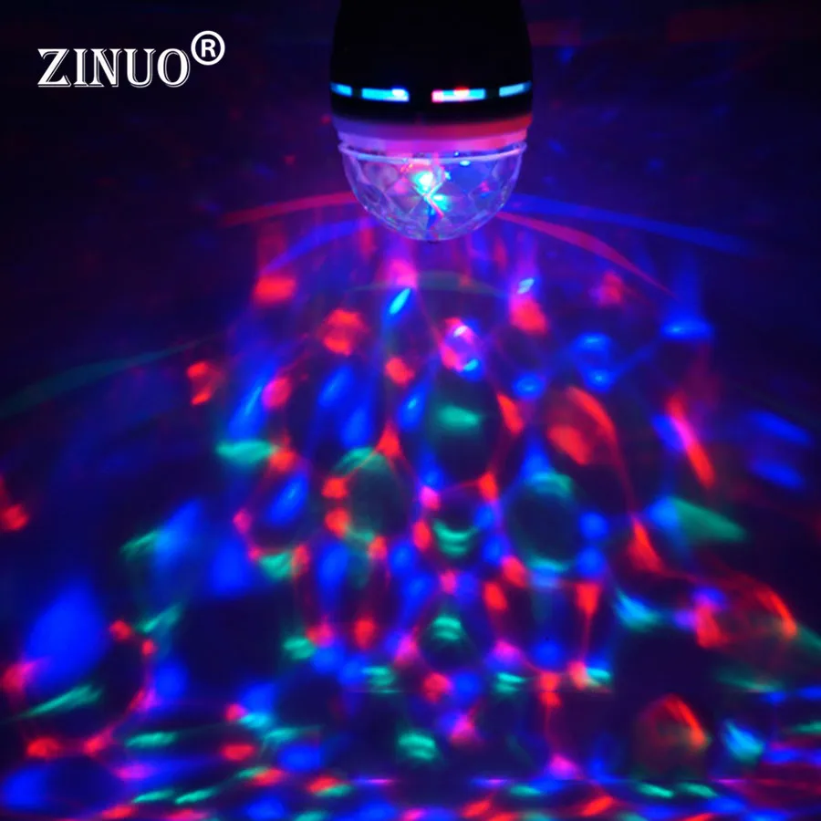 

ZINUO E27 3W RGB LED Bulb Stage Light Auto Rotating Magic Disco Ball Stage Effect Party Lamp DJ lights dance party effect Lamp