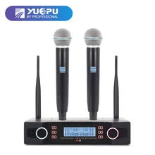 YUEPU RU-D210 UHF портативный караоке-микрофон Беспроводной Профессиональный Системы 2 канала частота Регулируемая Беспроводная для церкви