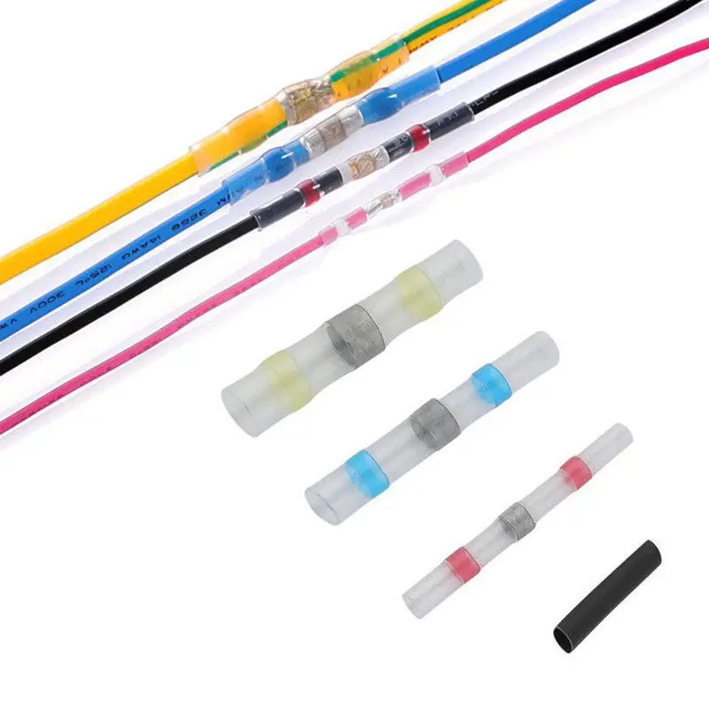  100pcs HOT Box Heat Shrink Solder Sleeves Waterproof Wire Crimp Butt Terminals Connectors Terminato