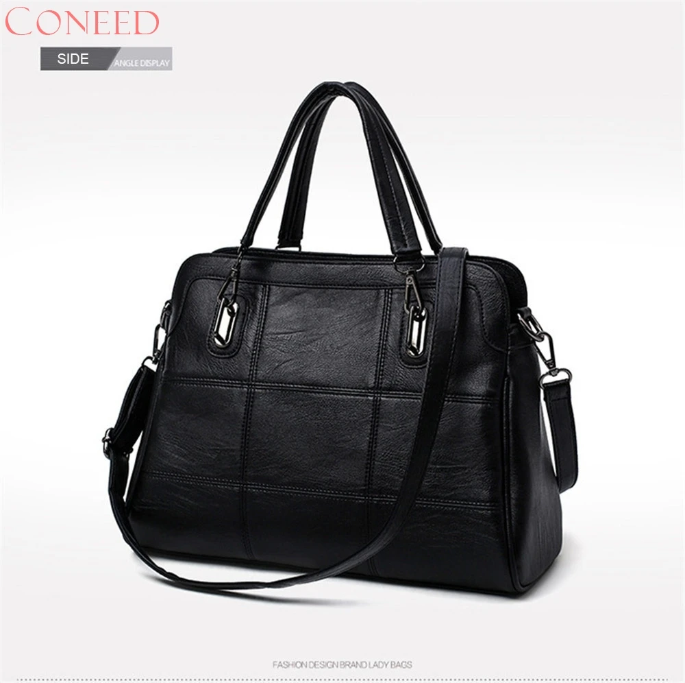 

CONEED Fashion Ladies Hand Bag Women's Genuine Leather Handbag Black Leather Tote Bag Bolsas femininas Female Shoulder Bag Sep22