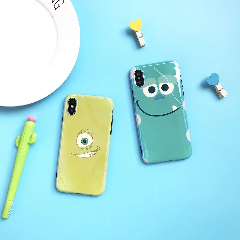 

2018 New Cute Cartoon Q Version Monsters Mike Sulley TPU Case Cover For iphone X 6 6S plus 7 7S 8 6Plus 7Plus 8Plus