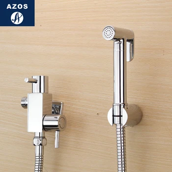 

Azos Bidet Faucet Pressurized Shower Nozzle Brass Chrome Cold Water Two Function Washing Machine Pet Bath Shower Room Square