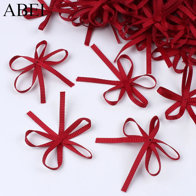 Satin Ribbons Ribbon Decoration Satin Ribbon 100pcs/lot Mix Colors Satin Double Bow Ties Handmade Wedding Cards Gift Box Craft Ribbon Bows DIY Sewing Garments Accessories