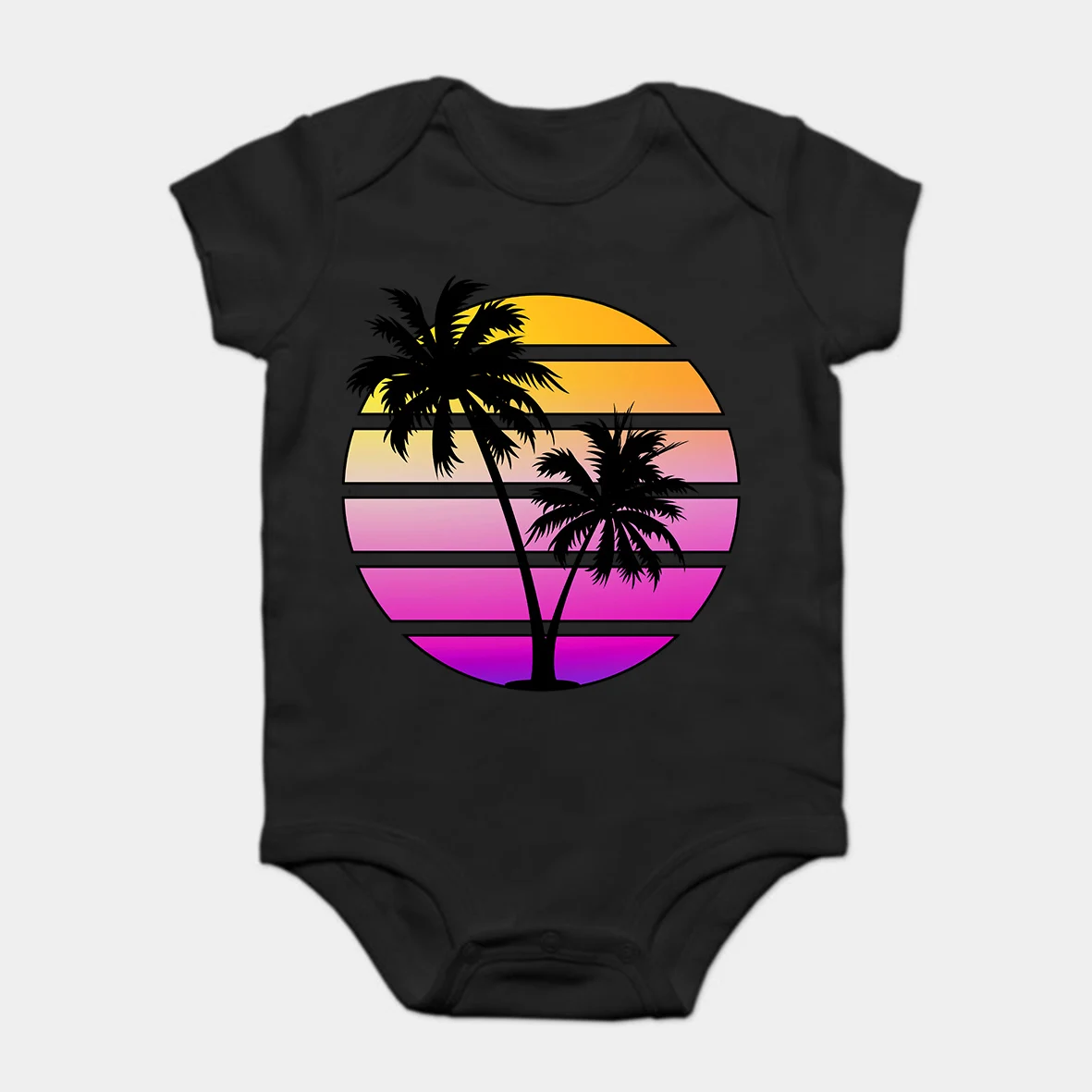 

Baby Onesie Baby Bodysuits kid t shirt 100% Cotton Custom Printed Retrowave Sunset - Retrowave