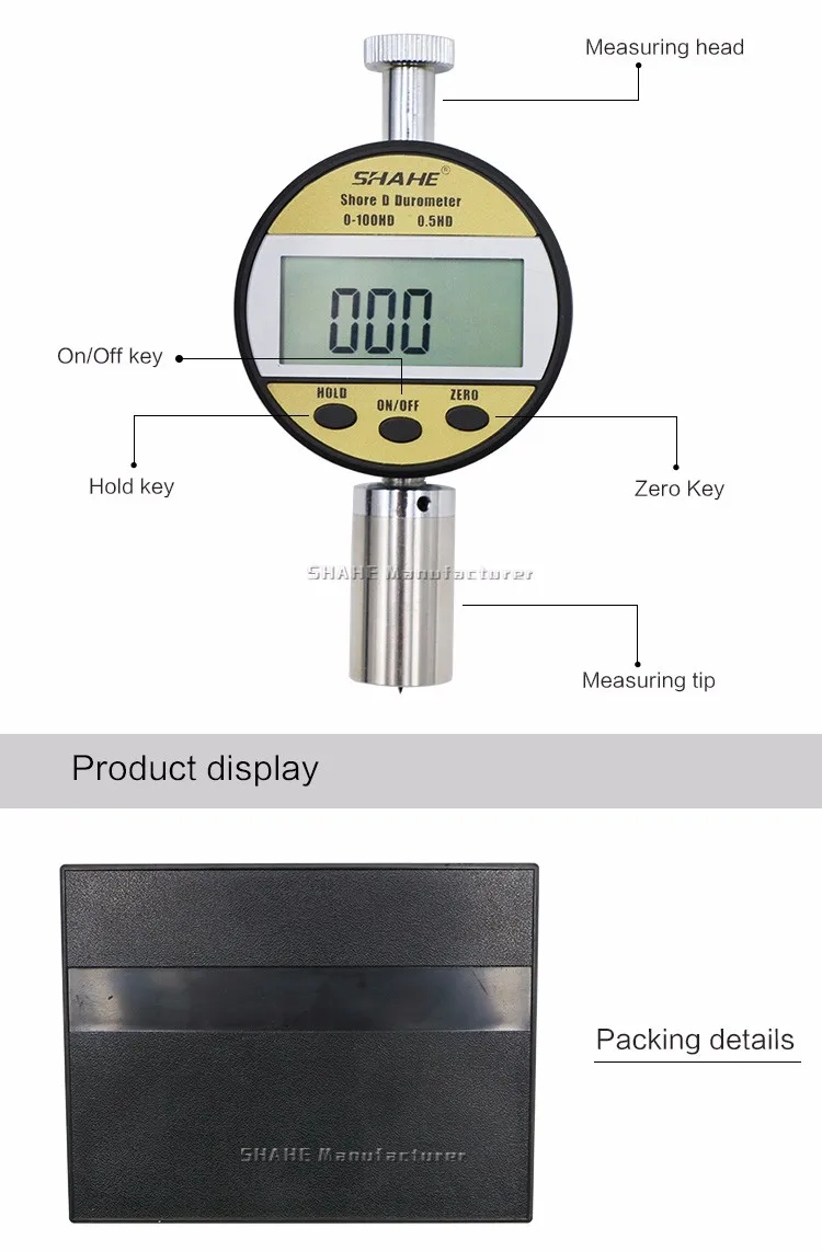 Shahe 20-90D Измеритель Твердости Портативный Измеритель Твердости цифровой береговой дюрометр