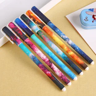 

6PCS 0.38mm Cute Space Starry Sky Night Sky Colourful Gel Ink Pen Kawaii Beautiful Signature Pen Escolar Papelaria School Supply