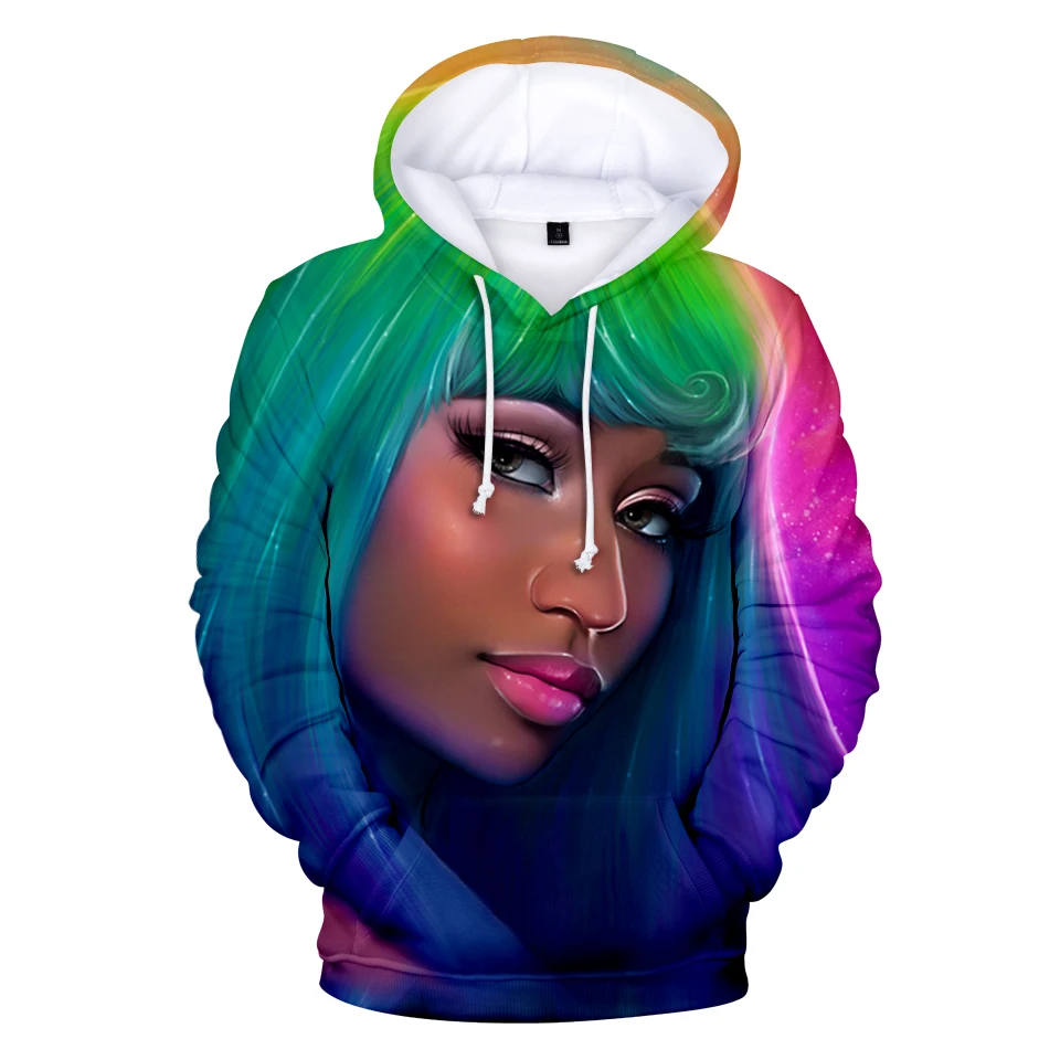 LUCKYFRIDAYF 2018 نيكي Minaj لينة الدافئة هوديس طباعة النساء/الرجال الدافئة بارد طويل كم طباعة بلوزات هوديي أزياء الملابس