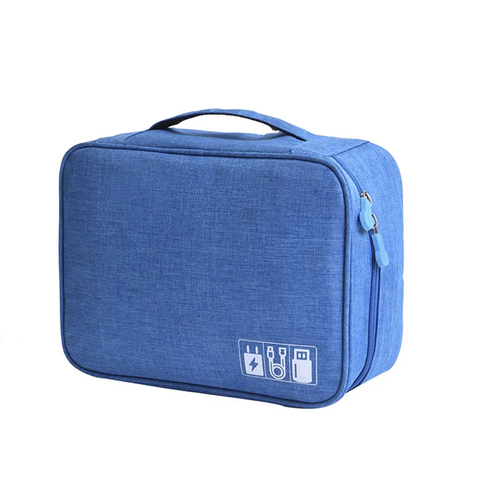 Дорожный кабель сумка портативный цифровой USB гаджет электронные аксессуары кабель сумка-Органайзер для хранения сумки на молнии полиэфирный чехол - Цвет: Sky Blue Cable Bag