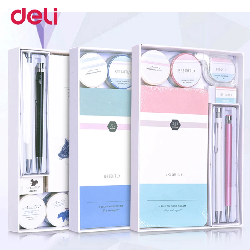Deli Dropshipping writing set cute notebook gel pen mechanical pencil