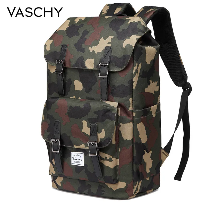

VASCHY Casual Water-resistant School Backpack Fits 15.6 inch Laptop Rucksack with Drawstring for College Men and Women