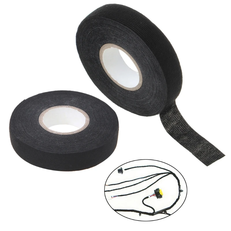 

1pc Heat-resistant Wiring Harness Tape Looms Wiring Harness Cloth Fabric Tape Adhesive Cable Protection 19mm x 15M