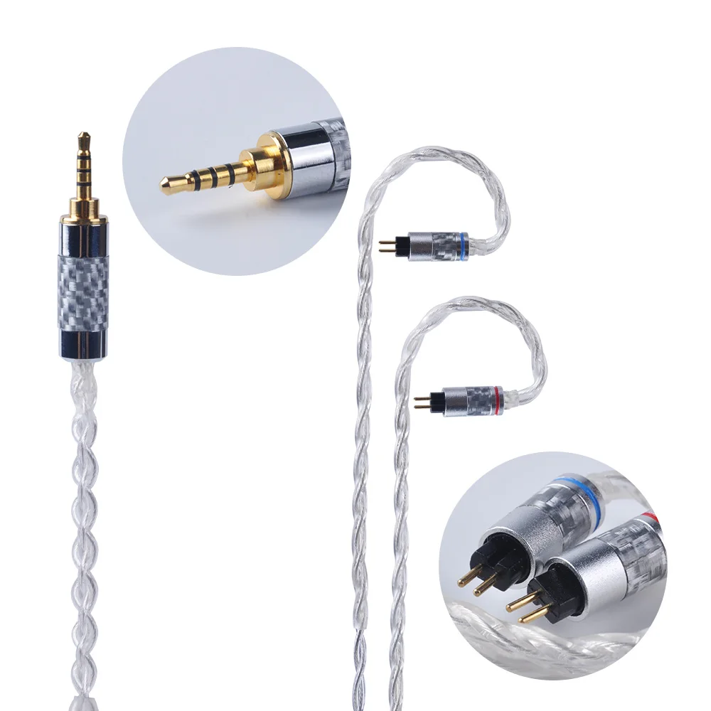 7N чистое серебро Модернизированный кабель 3,5 мм 2,5 мм сбалансированный кабель MMCX для Shure Se215 Se535 Se846 2pin разъем для AS10 ZS10