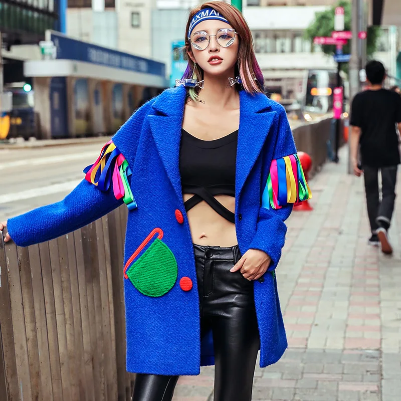 2018 Winter new arrival patch designs tassel wool coats women fashion outwear embroidery spliced long coats 2018 Winter new arrival patch designs tassel wool coats women fashion outwear embroidery spliced long coats