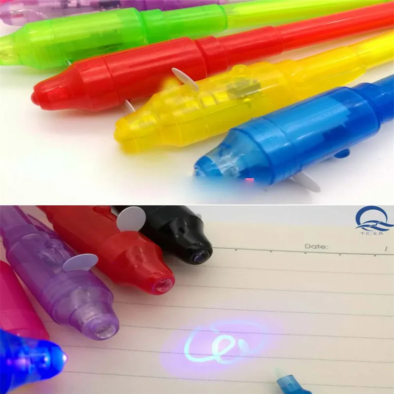 2 в 1 светящаяся ручка Волшебная УФ-лампа большая голова рисунок невидимые чернила светодио дный светодиодная ручка обучающие игрушки для