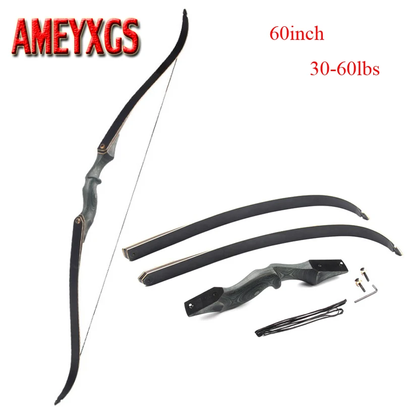 Baratos 60 pulgadas de Tiro con Arco desmontaje arco recurvo arco peso 30 60lbs mano derecha arco compuesto manejar caza tiro Accesorios