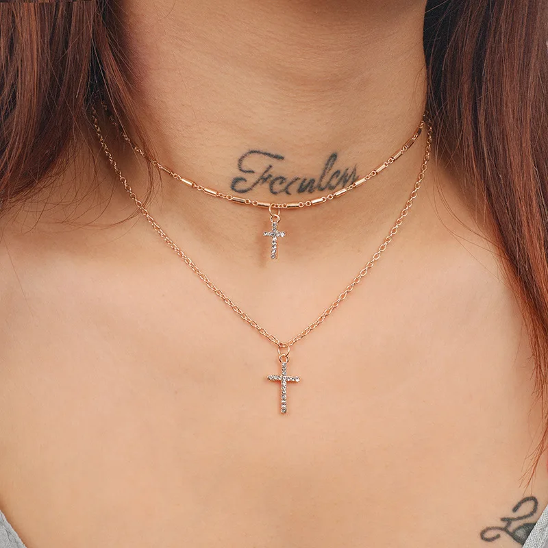 

Crazy Feng Fashion Multi Layered Cross Pendant Necklaces women Choker Collares Snake Statement Necklace Accessories Gifts