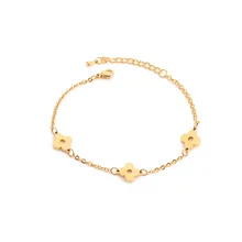 Lucky Four Leaf Clover браслет для женщин Женский 3 цвета нержавеющая сталь звено цепи браслеты ручной работы ювелирные изделия Pulseira Moda