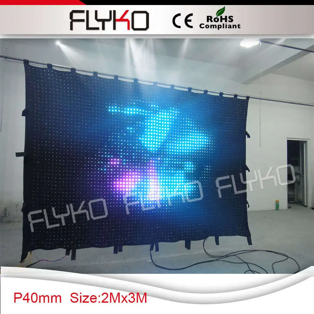 

2016 new product foldable DMX PC control stage backdrop 3x2m P4 led video curtain flightcase shipping