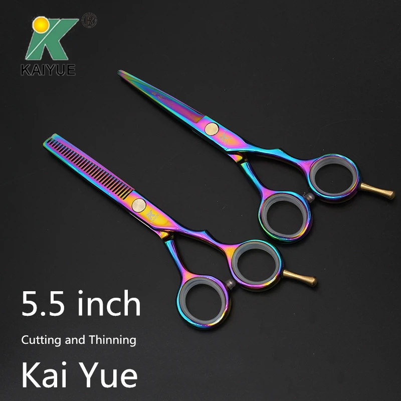 

2016 Profissional Colours Hairdressing Scissors Hair Cutting and Thinning Scissors Set Barber Shears Tijeras Pelo Salon BB55B-T
