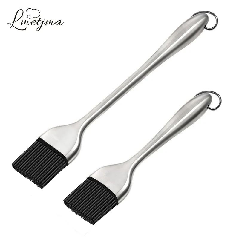 

LMETJMA Silicone BBQ Brush BPA Free Basting Pastry Brush with Stainless Steel Handle Barbecue Turkey Oil Brush for Grilling