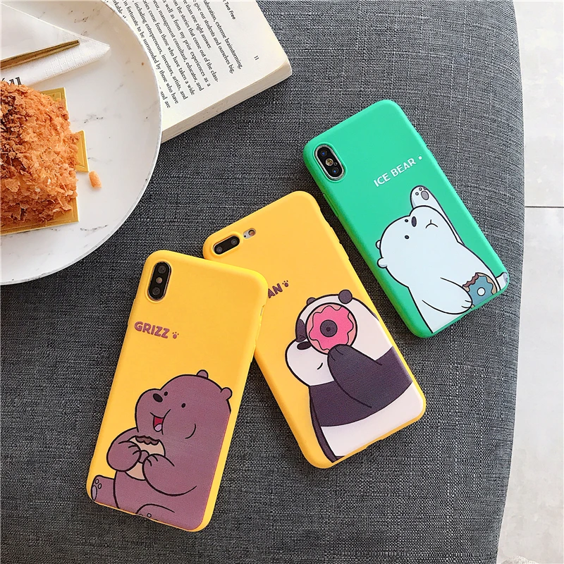 

Cute cartoon Green, yellow doughnut The three bears phone Case For Apple iphone 6 6s 7 8 Plus X XS XR MAX