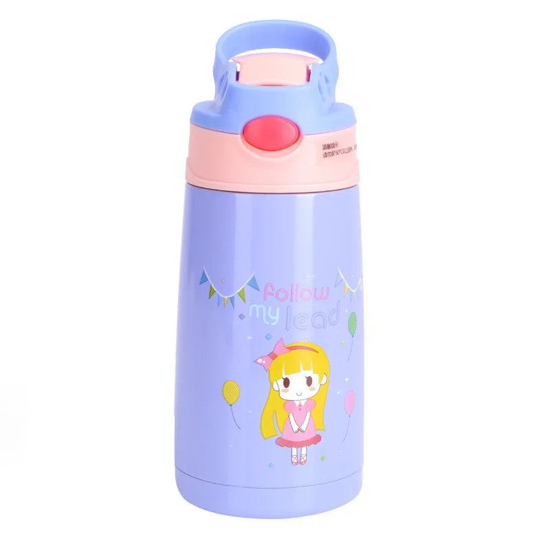 New 400Ml Baby mug stainless steel student duckbill child insulation cup with straw cute cartoon straw Vacuum Flasks& Thermoses