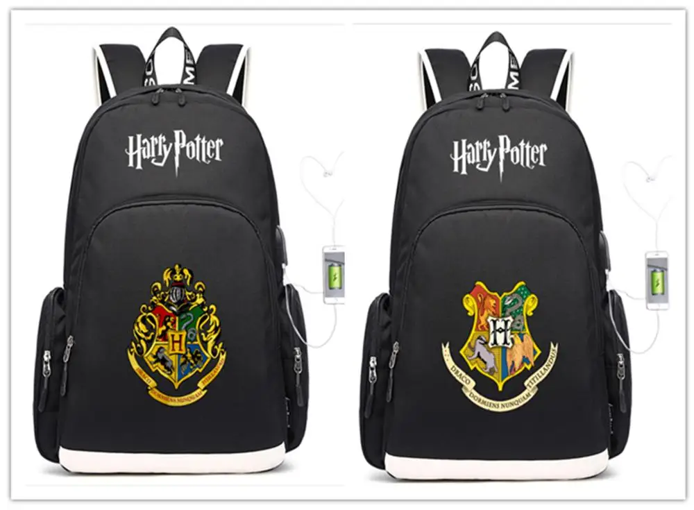 

Anime Harre potter Logo Knapsack Teenagers USB Backpack New Travel Bags Boys Girls Laptop Bag School Bag