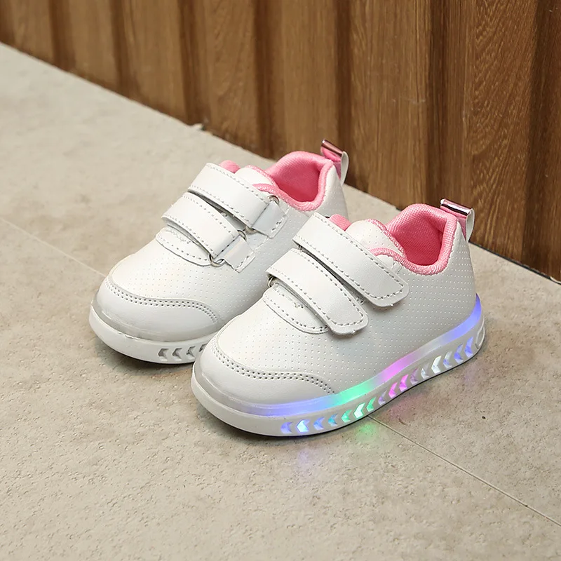 MXHY/Новинка года; сезон весна; детский светильник; обувь для мальчиков; светильник; обувь для девочек; Светодиодный; цветная обувь для маленьких детей; Белая обувь; детские кроссовки - Цвет: Розовый