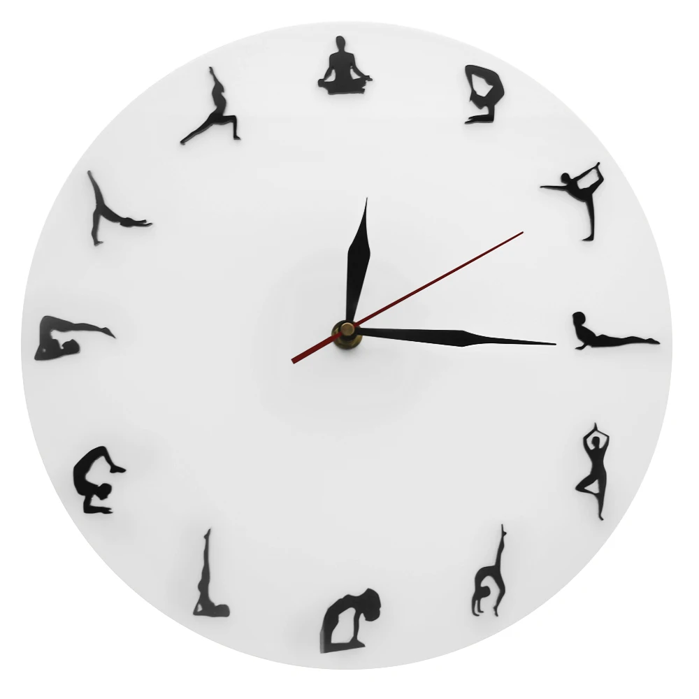 1Piece Yoga Clock Wall Clock Fitness Modern Round Sport Wall Clock