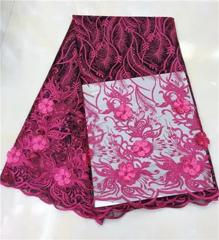 

New coming beaded French net lace fabric African evenning dress tulle lace material for making dress VNH7(5yards/lot)