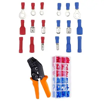 

Crimping Plier Set Wire Crimper Kit With 450Pcs Wire Connectors Cold-Rolled Tubular Terminal 0.25-2.5mm Self-Adjustable Connecto