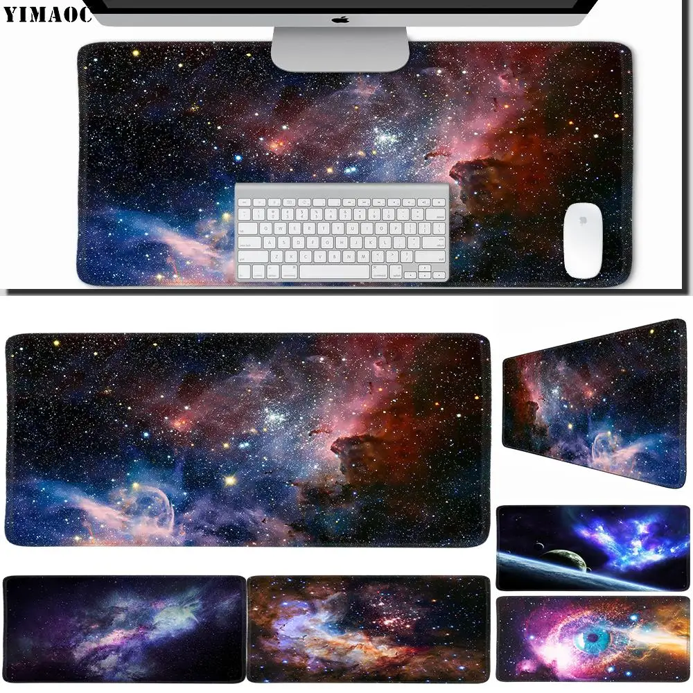 

YIMAOC 30*60 cm Large Mouse Pad Gamer Mousepad Rubber Gaming Desk Mat with Locking Edge Outer Space Stars Nebulae