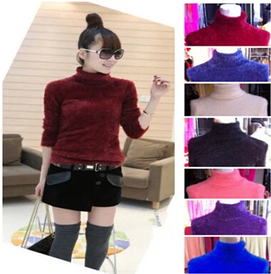 

2016 New Arrival Autumn And Winter Solid Warm Sweater Fashion Long Sleeves Mohair Turtleneck Pullovers For Women/Girls wf-5090