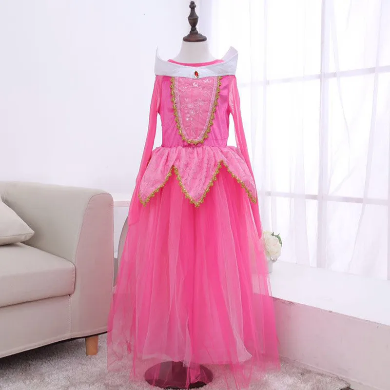 Spring Autumn Sleeping Beauty Princess Dress Costume Long Sleeve Girl