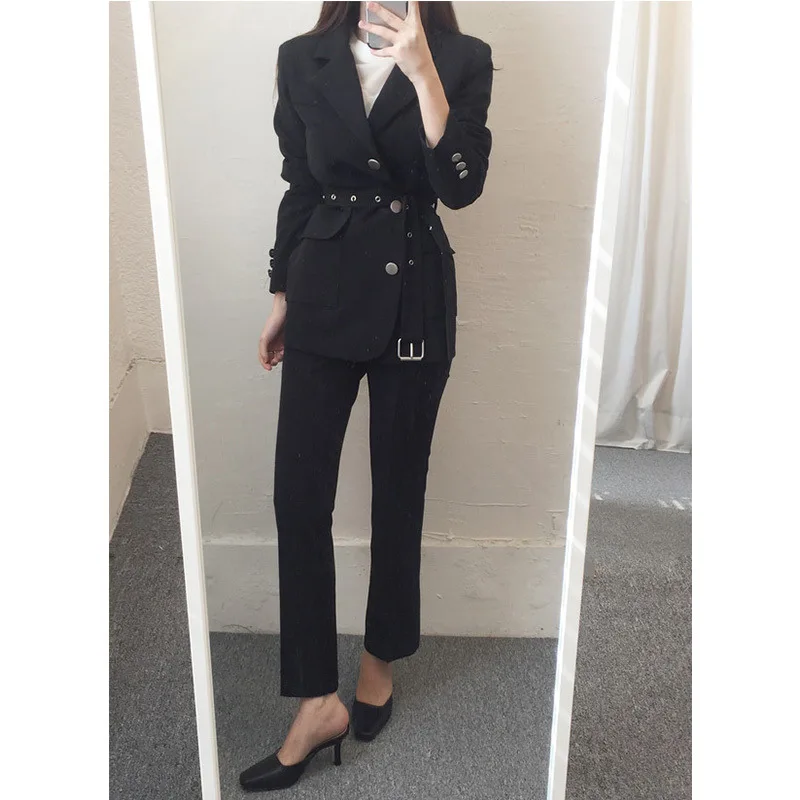Women Suit Jacket New Korean Version Spring 2019 Fashionable Temperament Waist-slim Long-sleeved Casual Suit Single-row Buttons