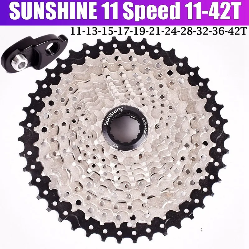 SUNSHINE 11 speed Freewheel MTB Запчасти для горного велосипеда кассета Freewheel Золотой 11-42T 46T 50T для запчастей XT M8000 SLX M7000 M9000 - Цвет: 11S 11-42T expansion