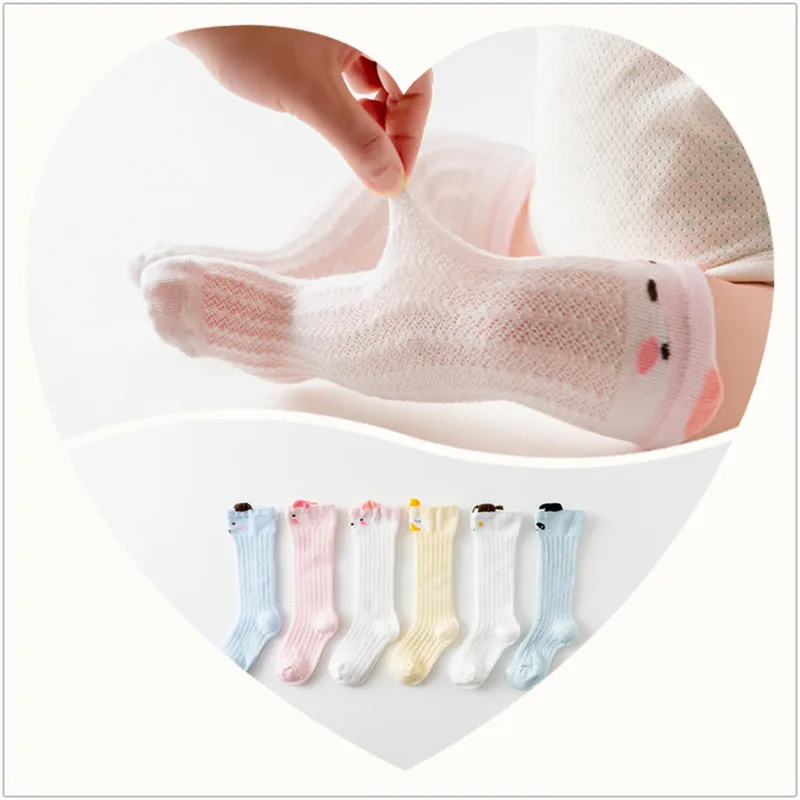 

LAWADKA Baby Socks Summer Kids Knee High Socks For Newborns Mesh Baby Girl Socks Boys Cute Cotton Infant Socks 3 Pair/lot