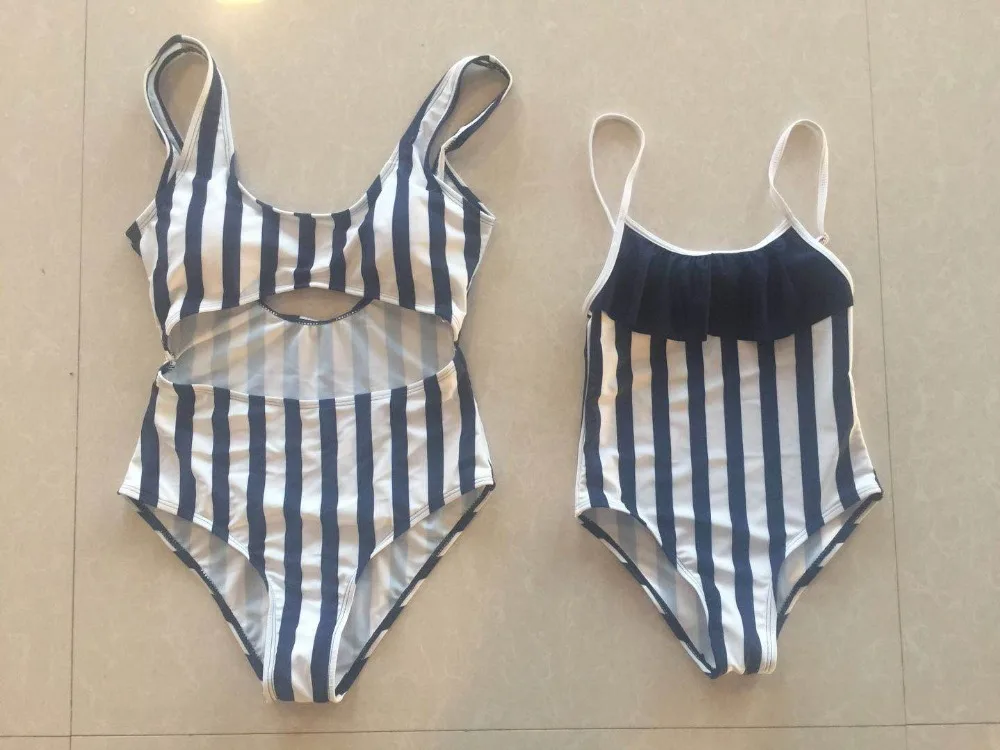 Mother Daughter Swimsuits Stripe Mom And Daughter Swimwear Clothes ...