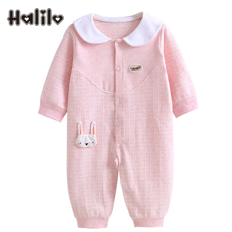 

Halilo Baby Long Sleeve Romper Cotton Cartoon Rabbit Plaid Spring Autumn Newborn Jumpsuit Baby Girl Boy Rompers Infant Clothes