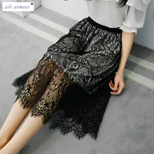 Six Sense летние женские кружевные юбки модная однотонная повседневная юбка из прозрачной ткани открытая короткая элегантная эластичная плиссированная юбка HLM0138