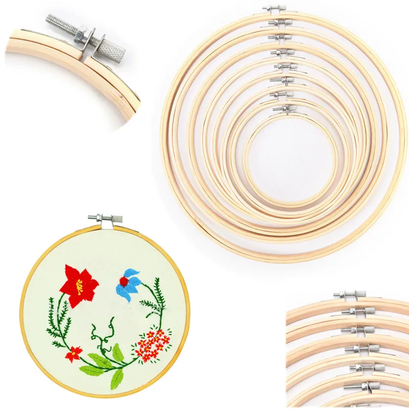 10 26cm Wooden Embroidery Hoops Frame Set Bamboo Embroidery Hoop Rings