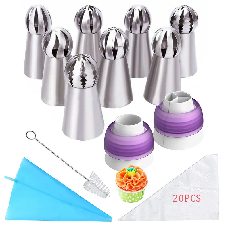 Russian Pastry Nozzles Set for Cream Stainless Steel Artistic Cake Decorating Icing Piping Tips Accessories Confectionery Tool - Цвет: 32PCS