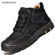2019 Winter men's boots casual genuine leather lace-up shoes man classic black brown military boot shoe ankle snow boots for men цена 2019 Winter men's boots casual genuine leather lace-up shoes man classic black brown military boot shoe ankle snow boots for men цены онлайн