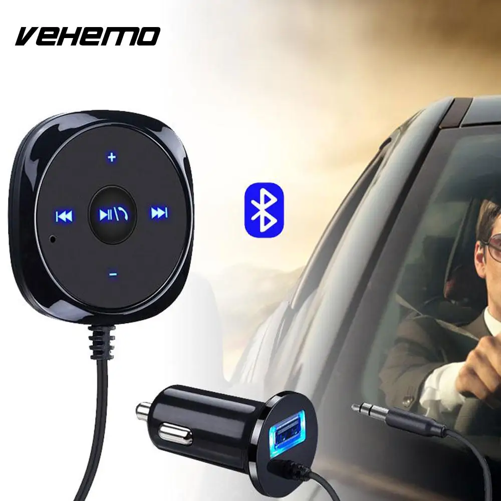 Vehemo Dual USB Wireless Bluetooth Receiver Stereo Bluetooth Audio Receiver Car Charger