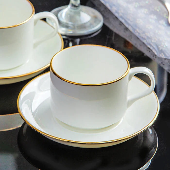 

Special Offer Jingdezhen Bone China Coffee Cup and Saucer Set Brief Phnom Penh White Procelain European Style Coffee Cup