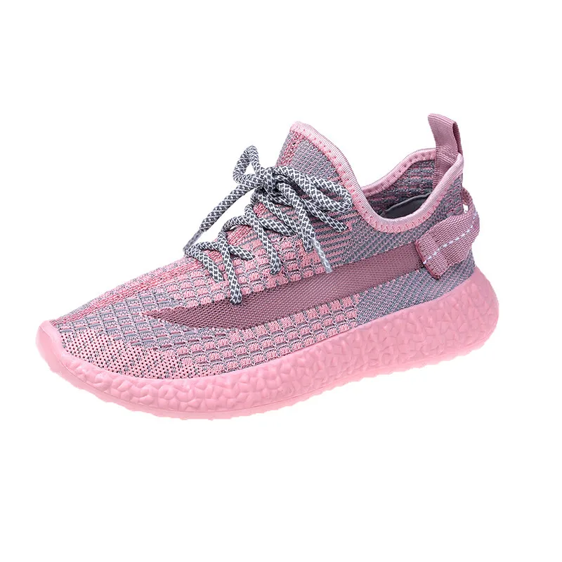 HKJL/женские тканые кроссовки с полой подошвой; Новинка года; летняя дышащая женская обувь; повседневная обувь; обувь из сетчатого материала; Z014 - Цвет: Розовый