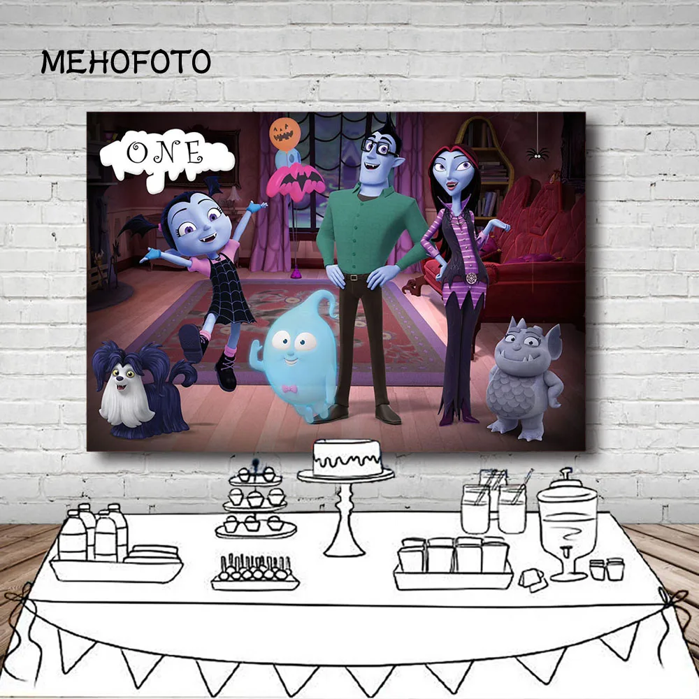 

Vinyl Photography Backgrounds Cartoon Junior Vampirina Family Backdrop Girls Birthday Party Backgrounds Home Decor Photo Studio