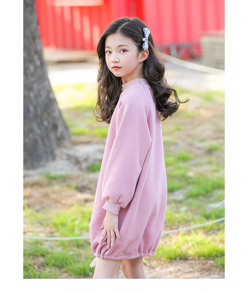 fleece dresses for baby big girls solid cotton winter dress baby girl clothes kids thick casual dress clothing children costums (14)