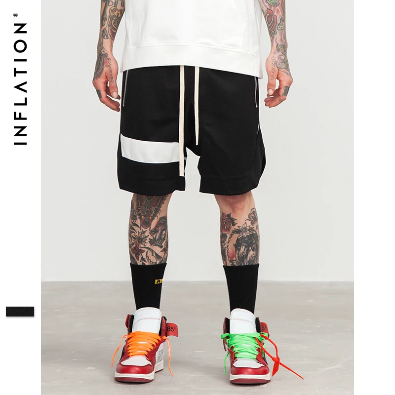 

INFLATION Mens Shorts Hip Hop Brand Clothes Streetwear Draw Rope Zipper Jogger Shorts Mesh Loose Hip-Hop Shorts For Men 8422S